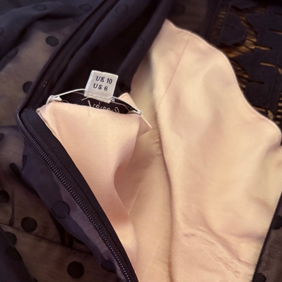 Temperley London Black Sheer Polka Dot Dress with Nude Lining Size 6 US / 10 UK - Picture 2 of 5